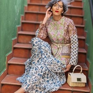 Zara Blue Floral printed Maxi skirt